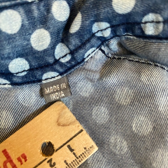 Guess Polka Dot Pearl Snap Button Front Denim Shirt SM Coastal Cowgirl Western - Picture 7 of 16